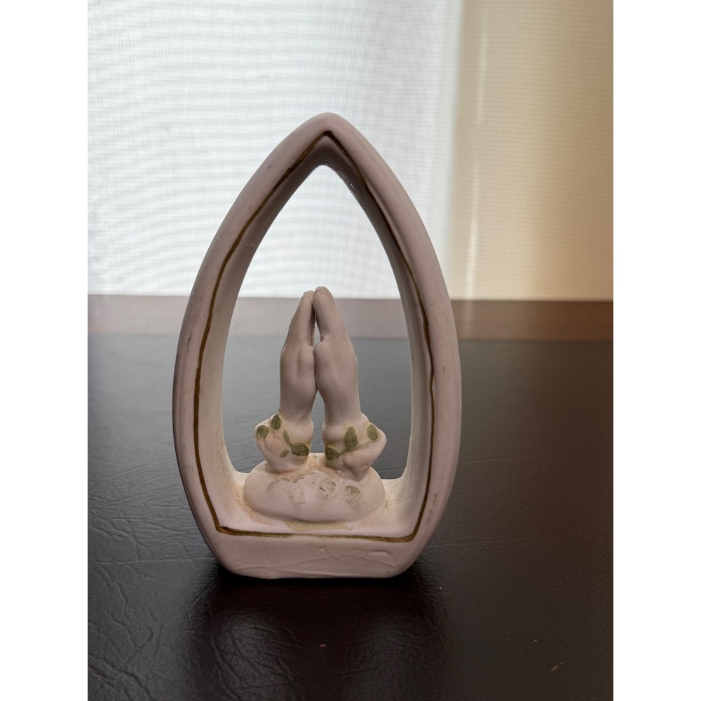 Autom China Praying Hands Figurine White Ceramic Religious Arch Decor 5 Inch